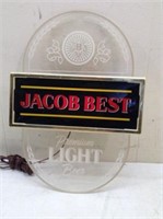 * Jacob Best Lighted Sign  Working  12 x 17  Has