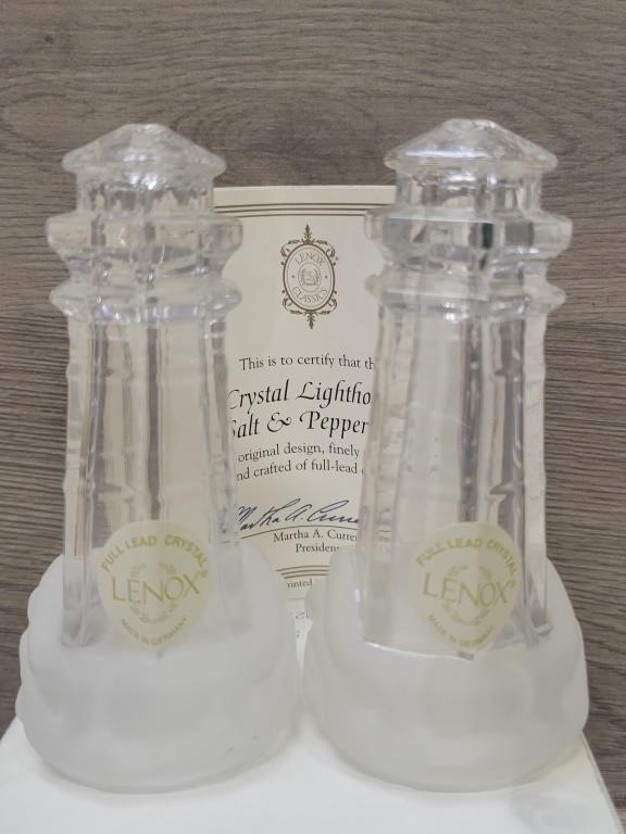 NIB Lenox Crystal Lighthouse Salt/Pepper Set