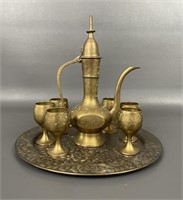 Turkish Brass Eteched Tea Set