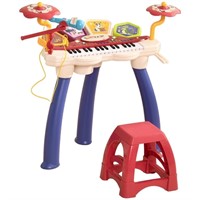 W4137  Qaba 2 in 1 Kids Piano Drum Set