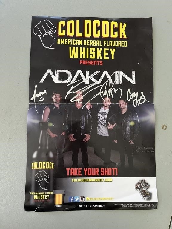 (SIGNED) ADAKAIN BAND POSTER "COLDCOCK WHISKEY"