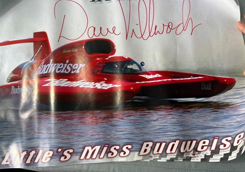 3 Bud Hydroplane Posters. One is signed
