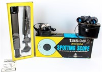Lot-Tasco Spot. Scope w/Tripod & 2 pair binoculars