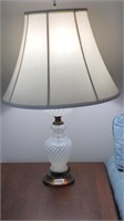 Vaseline Opalescent Swirl Glass Table Lamp 30”
