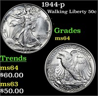 1944-p Walking Liberty Half Dollar 50c Grades Choi