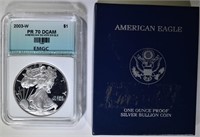 2003-W AMERICAN SILVER EAGLE EMGC