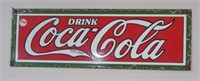 Porcelain Coca-Cola sign. Measures: 6" H x 18" W.