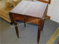 Single Drawer Wooden Drop Leaf End Table