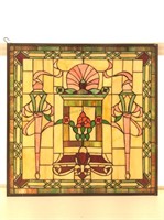 Stained Glass Hanging Torch Window Decor. 24x24