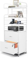 2 Drawer Filing Cabinet with 3 Shelves  White