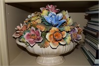 Large 15" Capodimonte Italian porcelain flower bas