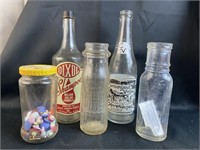 Vintage Bottles And Jar With Buttons