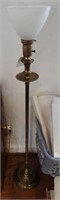 Brass and milk glass troche style floor lamp