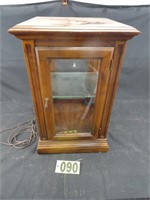 Lighted Wooden Curio Cabinet w/two glass shelves