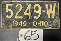 1949 Ohio License Plate