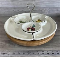 3 Section Relish in Lazy Susan w/ Handle