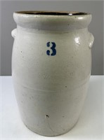 #3 Stoneware Salt Glazed Crock