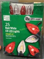 Home Accent Holiday 25 Red/White C9 LED Lights