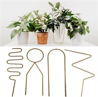 4PCS METAL TRELLIS FOR POTTED PLANTS, GOLD