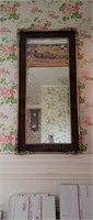 1800s Burled Mahogany Gilded Wall Mirror