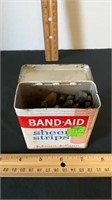 Old Band Aid Tin with Number/Letter Stamps