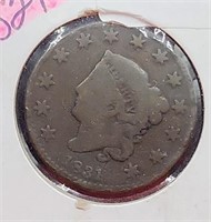 1831 Half Bust Large One Cent