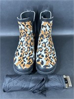 Cheetah Print Waterproof Ankle boots w/Umbrella