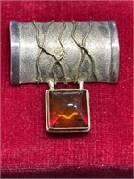 Sterling silver Amber brooch pin jewelry