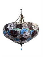 EXTRA LARGE LEADED GLASS TIFFANY STYLE CHANDELIER