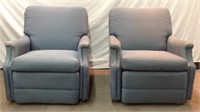 2 Matching Blue Barca-Lounger Recliner Chairs