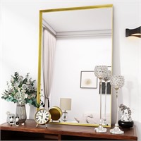 BEAUTYPEAK 24X36 Gold Framed Bathroom Mirror