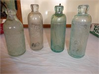 4 Antique JOHNS Blob Bottles