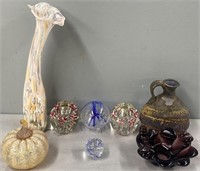 Art Glass Paperweights & Decorative Vase Lot