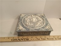 Genuine Incolay Stone Cherubs Jewelry Box