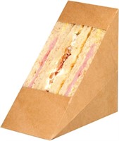 PacknWood Kraft Double Sandwich Wedge Box with Wi)