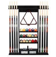 8 Wall Pool Cue Rack with Score Counter and Metaly