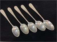 5 Stieff Sterling Silver Repousse Spoons 121g
