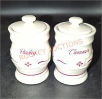 Longaberger pottery spice containers