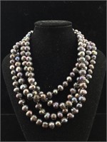 Black Cultured pearls 62" necklace