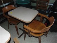 Small Pedestal table and (2) Chairs