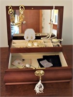 Solid Wood 2 Tier Mirrored Jewelry Box