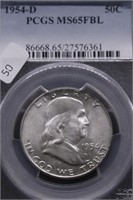 1954 D PCGS MS65 FBL FRANKLIN HALF DOLLAR