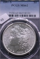 1881 S PCGS MS62 MORGAN DOLLAR