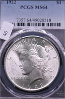 1922 PCGS MS64 PEACE DOLLAR