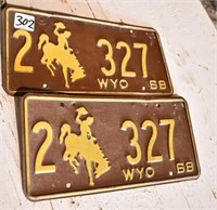 Set of 1968 Wyoming Lic. Plates