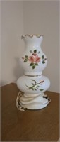 Vintage painted milk glass electric table lamp