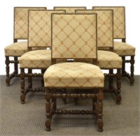 (6) FRENCH LOUIS XIII STYLE DINING SIDE CHAIRS