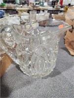 Glass pitcher, glasses, misc glass pcs