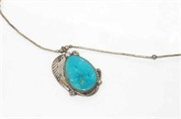 Vintage silver and turquoise pendant