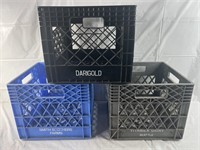Lot of 3 Assorted Stacking Milk Crates!